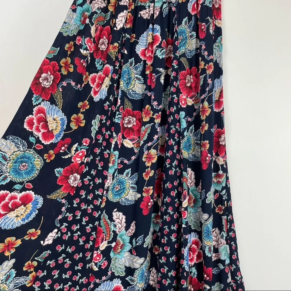 Bila Dress Sleeveless Handkerchief Hem Navy Floral Print Boho Cottagecore Blue - Image 12