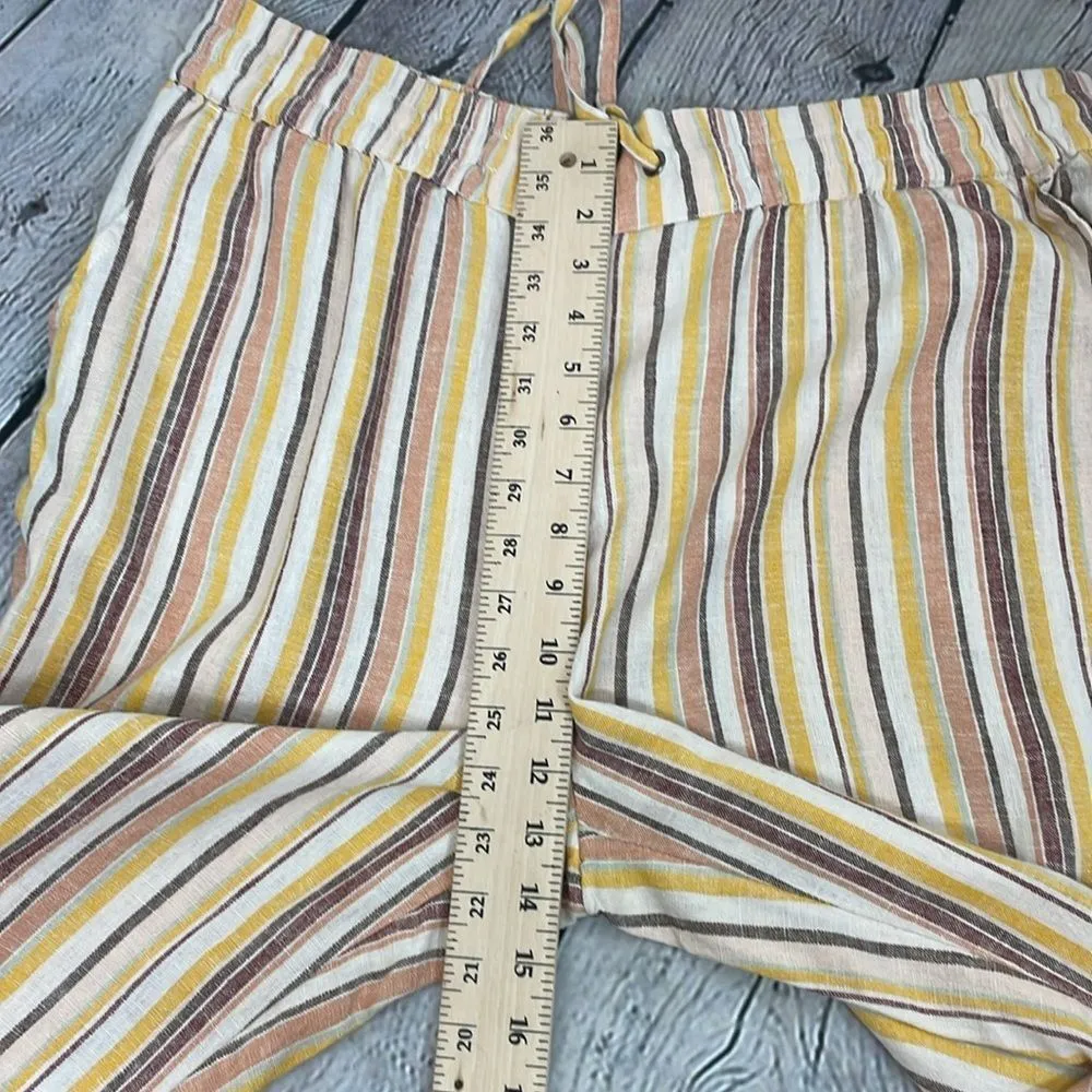 D&Co Naturals Linen blend pull on pants multicolor Striped Pants size Large Yellow - Image 13