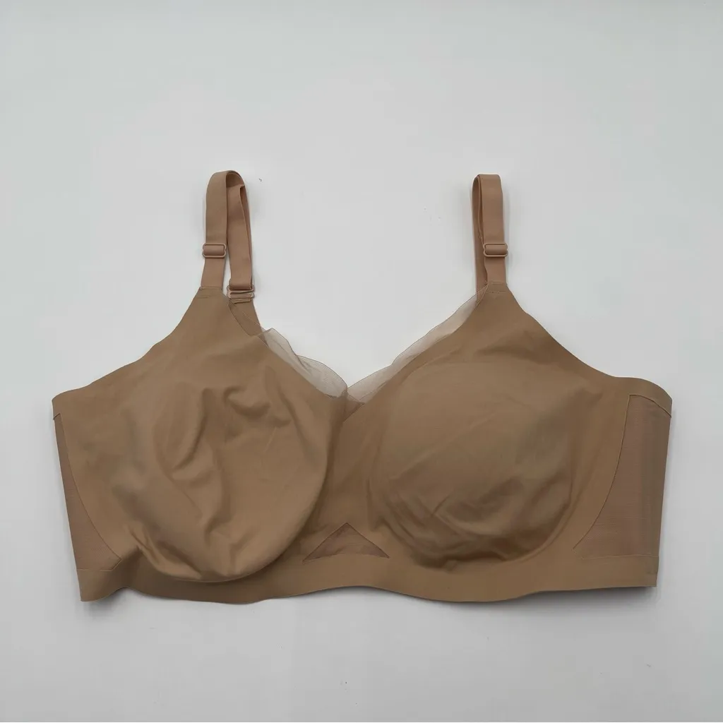 Honeylove Bra Women’s 3X Mesh Crossover Comfortable Seamless Plus Size Comfy Tan - Image 3