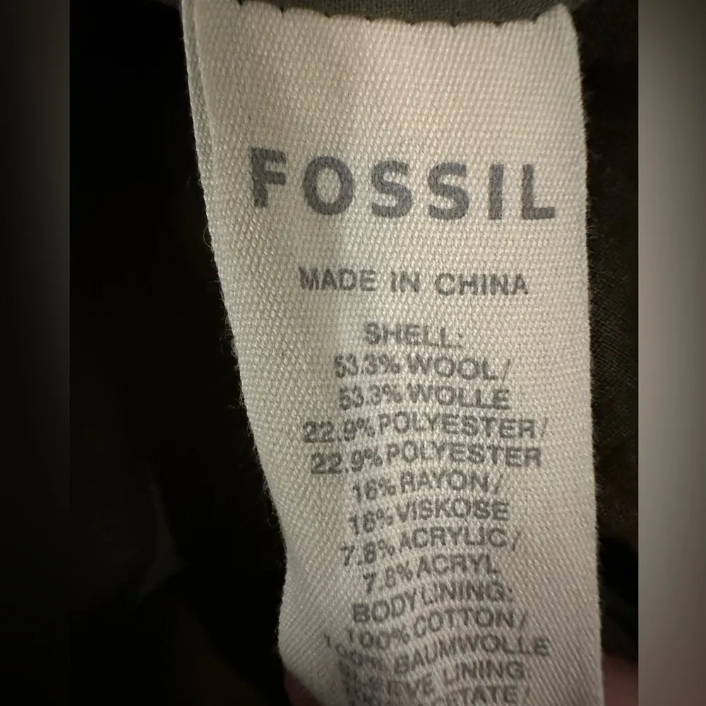 Fossil Wool/Cotton Blend Military Cadet style brown Jacket Size Medium - Image 9