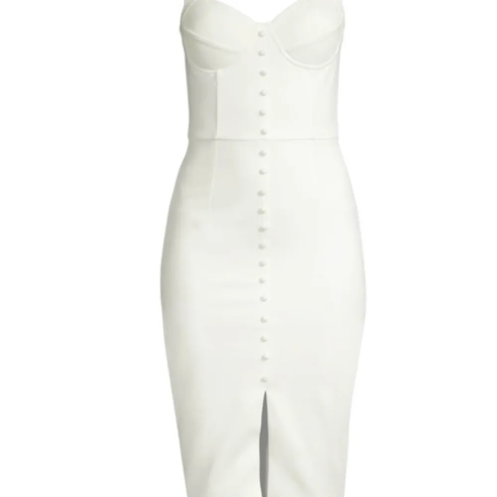 NWT Lavish Alice Buckle Strap Underwire Midi Dress White 12 - Image 5