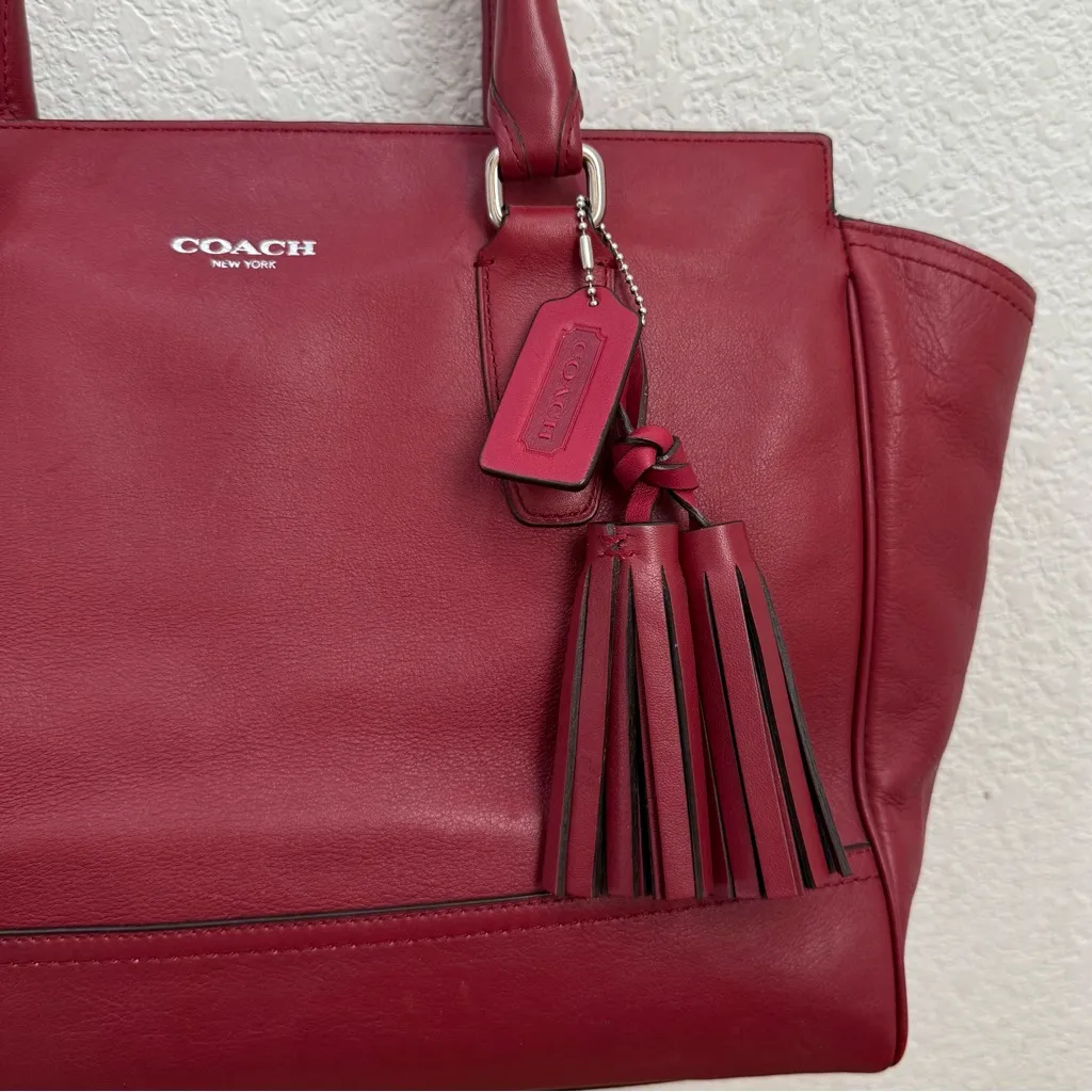 COACH 19890 Dark Red Leather Legacy Medium Candace Carryall Tote Shoulder Bag - Image 13