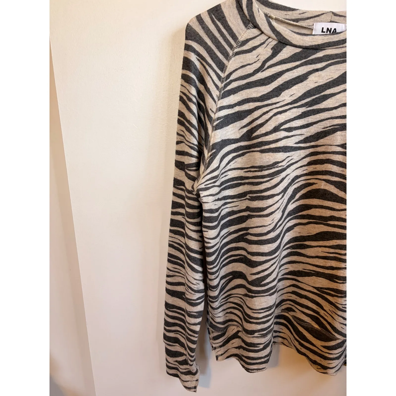 LNA Brushed Zebra Vintage Raglan Top SZ sm - Image 4