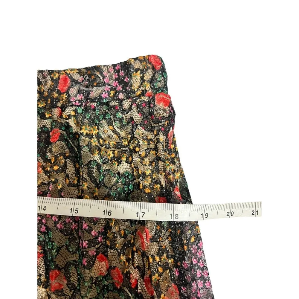 Andi + James Women's Floral Lace Overlay Pleated Accordion Pleats Midi Skirt Size L - Image 6