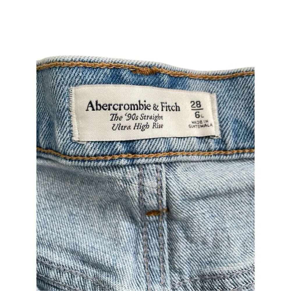 Abercrombie & Fitch Ultra High Rise The 90s Straight Jeans Womens Size 28 6 Long - Image 5