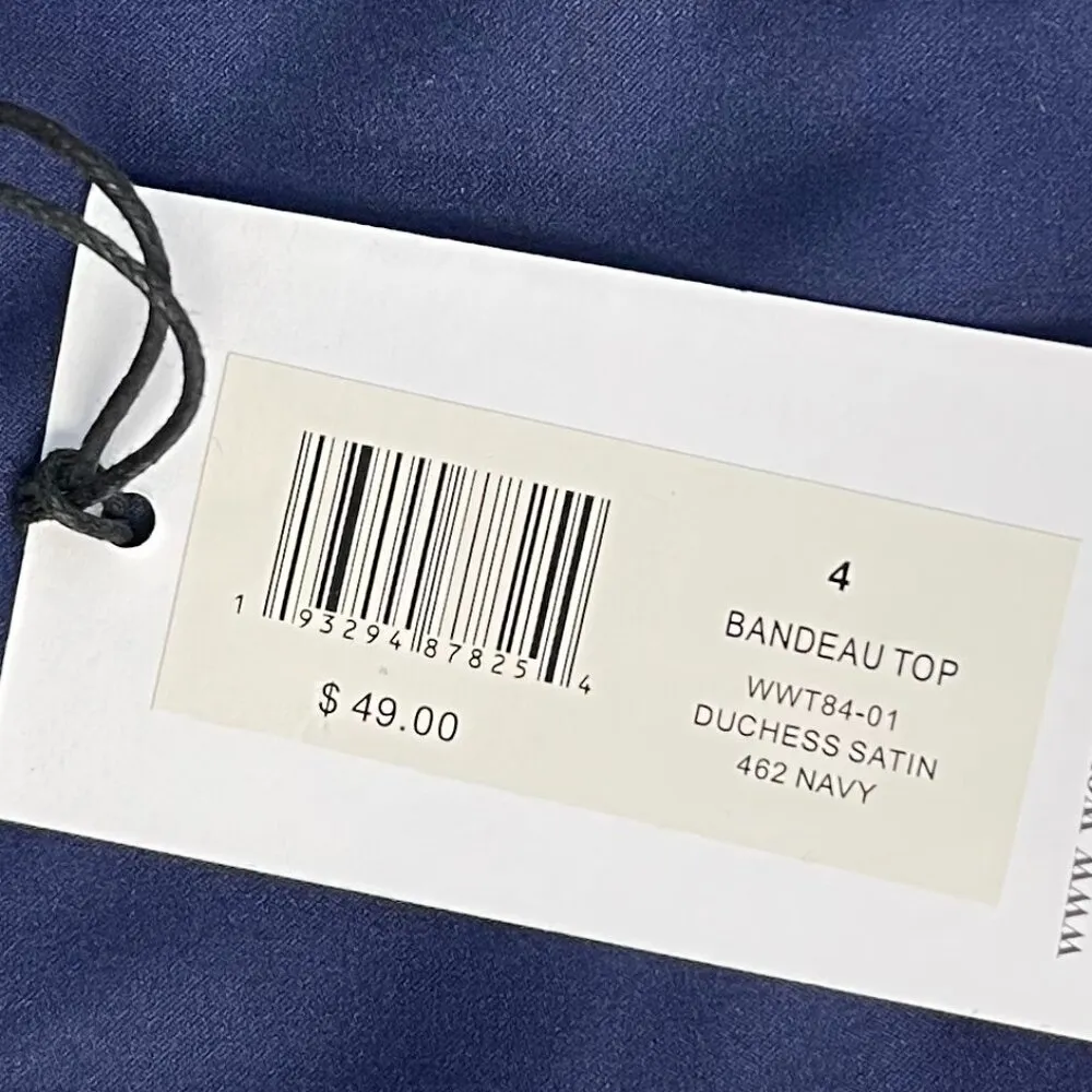 WeWoreWhat Duchess Satin Bandeau Top - Navy - Size 4 - NWT - Image 4
