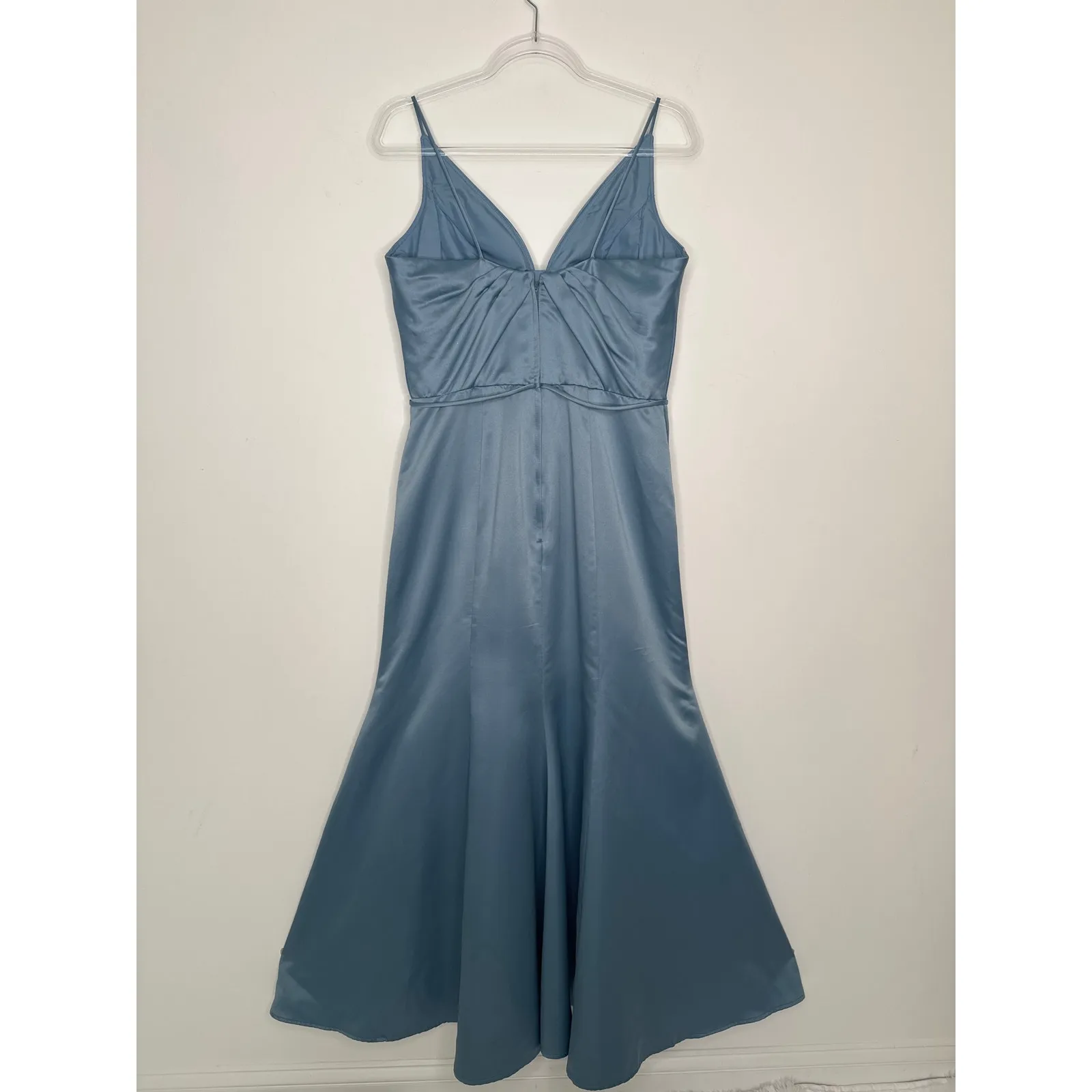 2000s Morilee Madeline Gardner Slate Blue Satin Formal Gown medium - Image 3