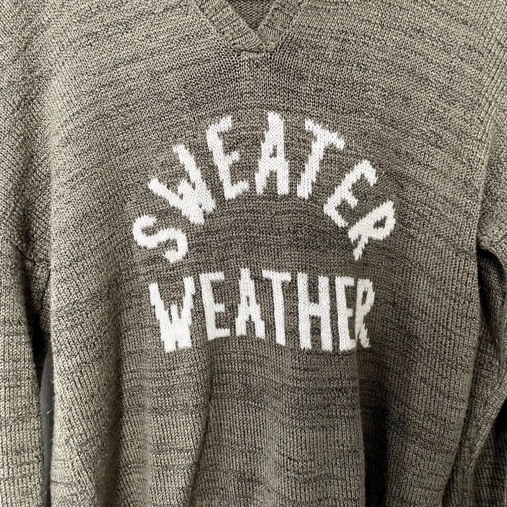 Marled sweater weather hooded knit top comfortable warm women size M Green Size M - Image 2