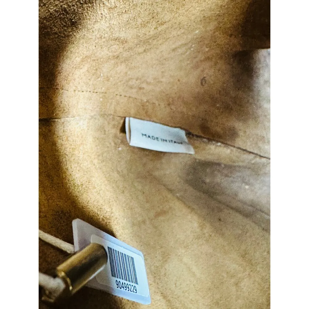 MANSUR GAVRIEL Brown Crocodile Embossed Drawstring Mini Bucket Bag Purse - Image 13