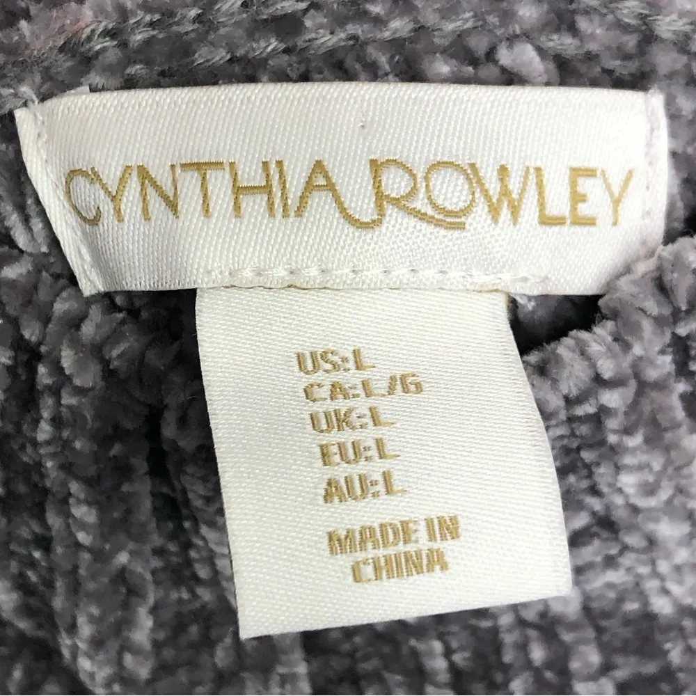 CYNTHIA Rowley, gray chenille, mock neck sweater - Image 4