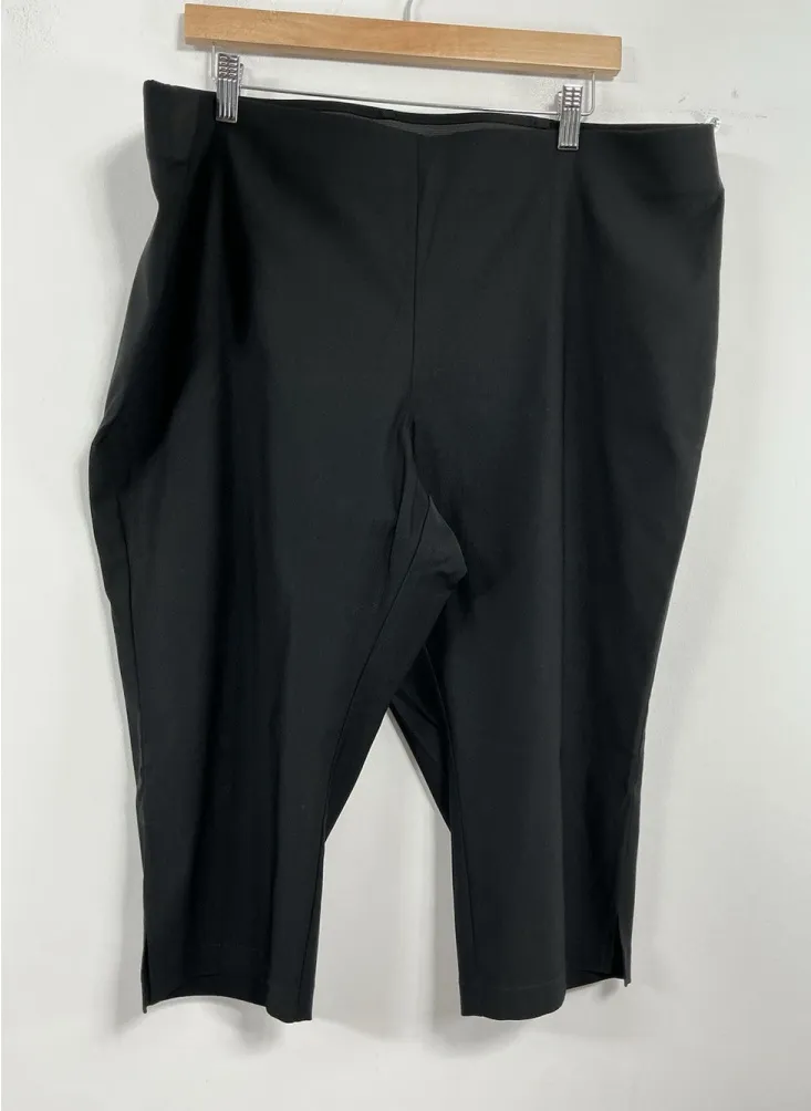 Womans Excellent Worthington Pullon Capri Casual Pants 1X Black Slim Leg - Image 1