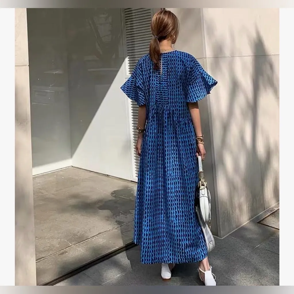 NEW Puffy Sleeves Dress Maxi Flowy Tiered Beach Long Dress One size 4 - Image 2