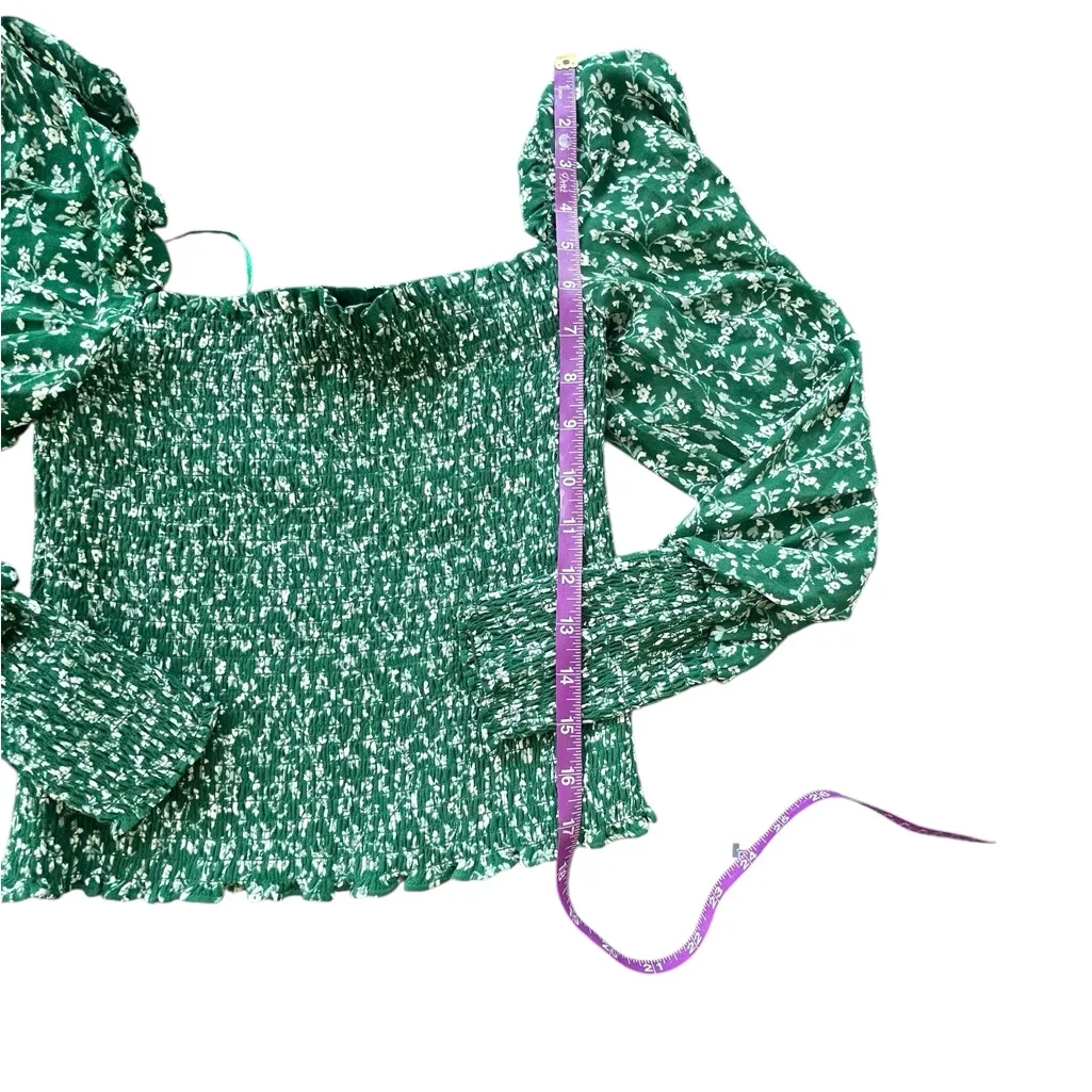 Reformation Pinto Top PARSLEY Size Small Green Floral Smocked - Image 4