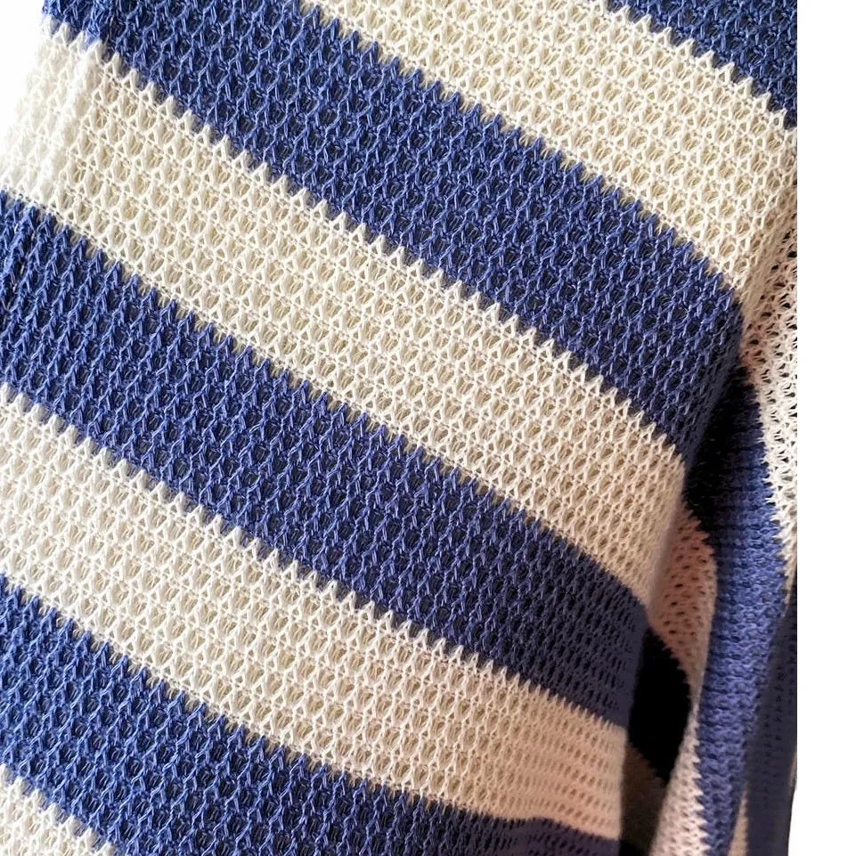 I JOAH Blue & White Stripe Loose Fit Cardigan Cover Up Top ~ Women's Size LARGE - Image 6