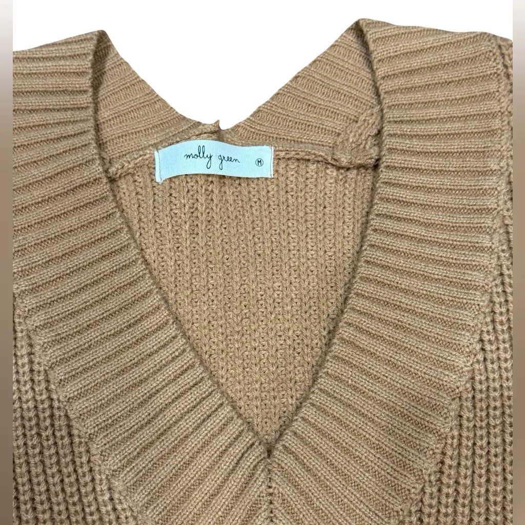 🤎 Molly Green Sleeveless Knit Sweater Vest – Women’s M – Camel Tan - Image 4