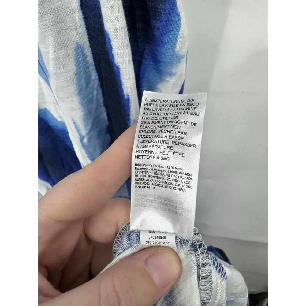 Chicos Maxi Dress Women 20 Blue White Artsy Sleeveless‎ Beach Preppy Coastal - Image 5