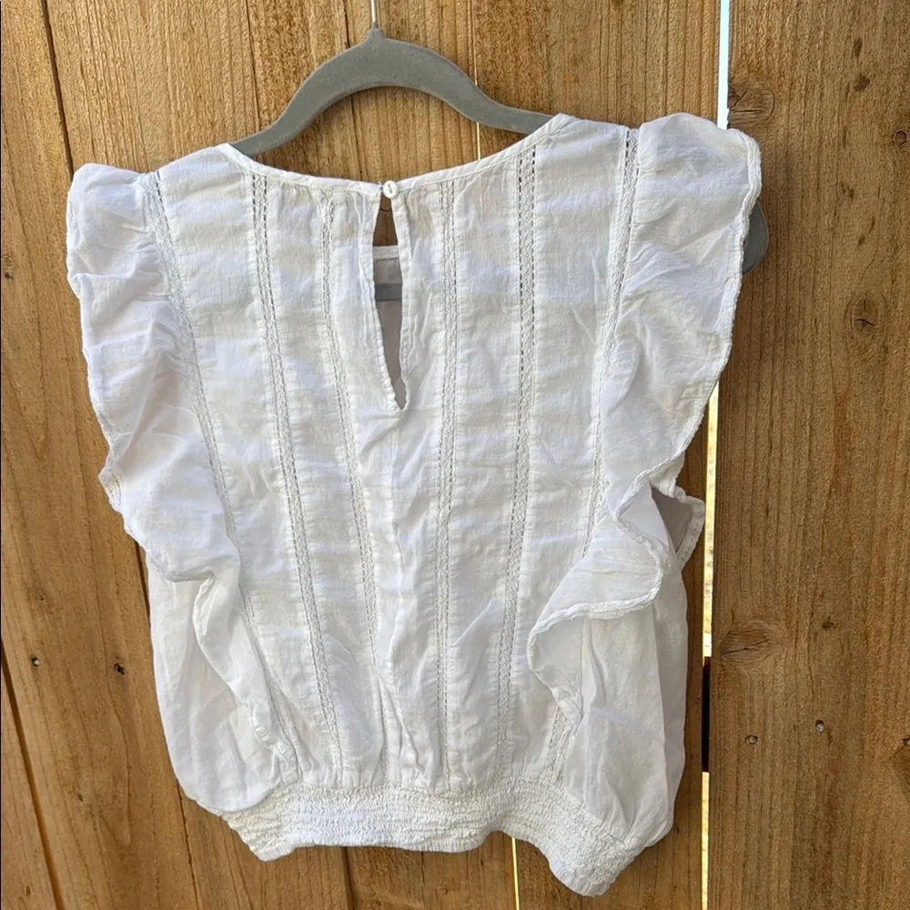 Elan White Sleeveless Ruffled Smocked Blouse - Image 9