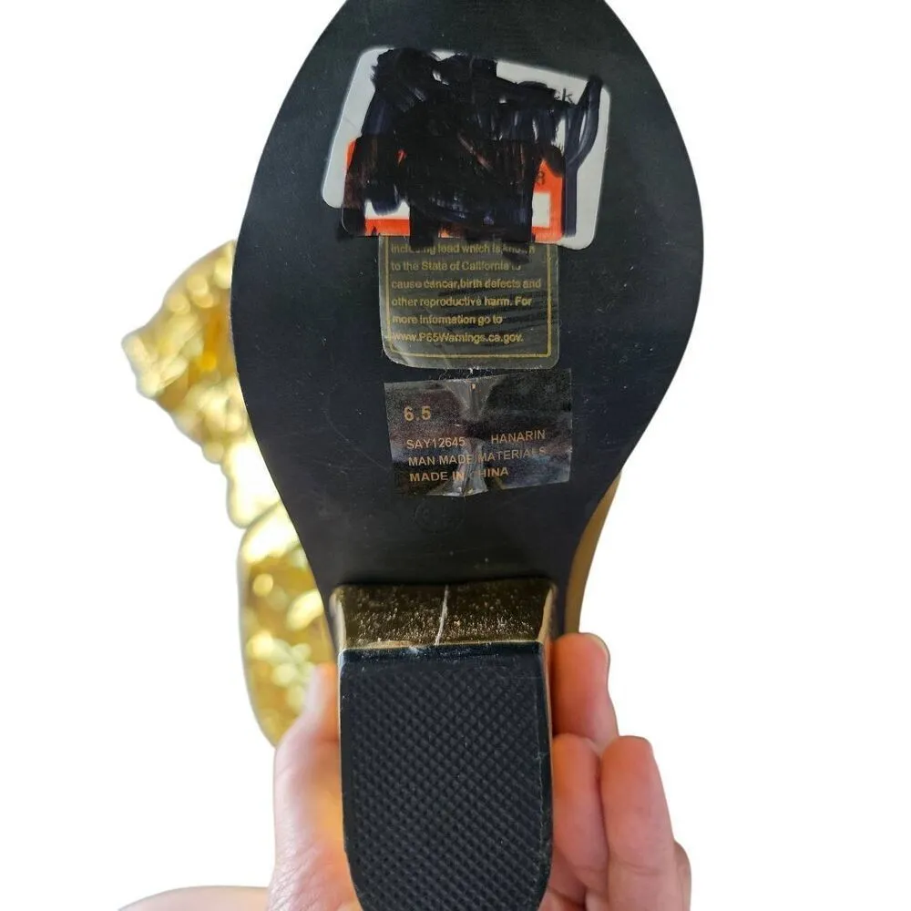 Cape Robbin Hanarin Boots Size 6.5 Gold Knee High Block Heel - Image 7