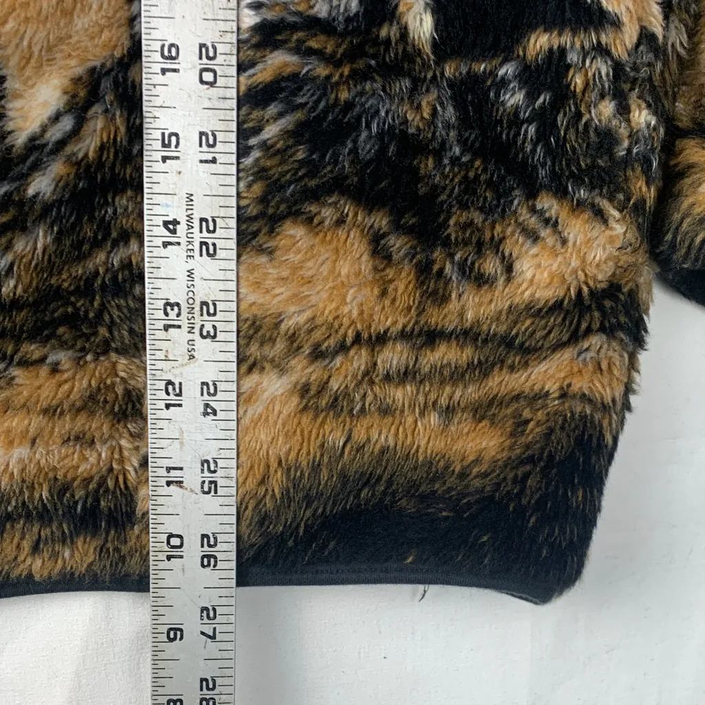 Whimzicals size large USA Lighthouse Print Fleece Jacket zip up long sleeve Brown - Image 8