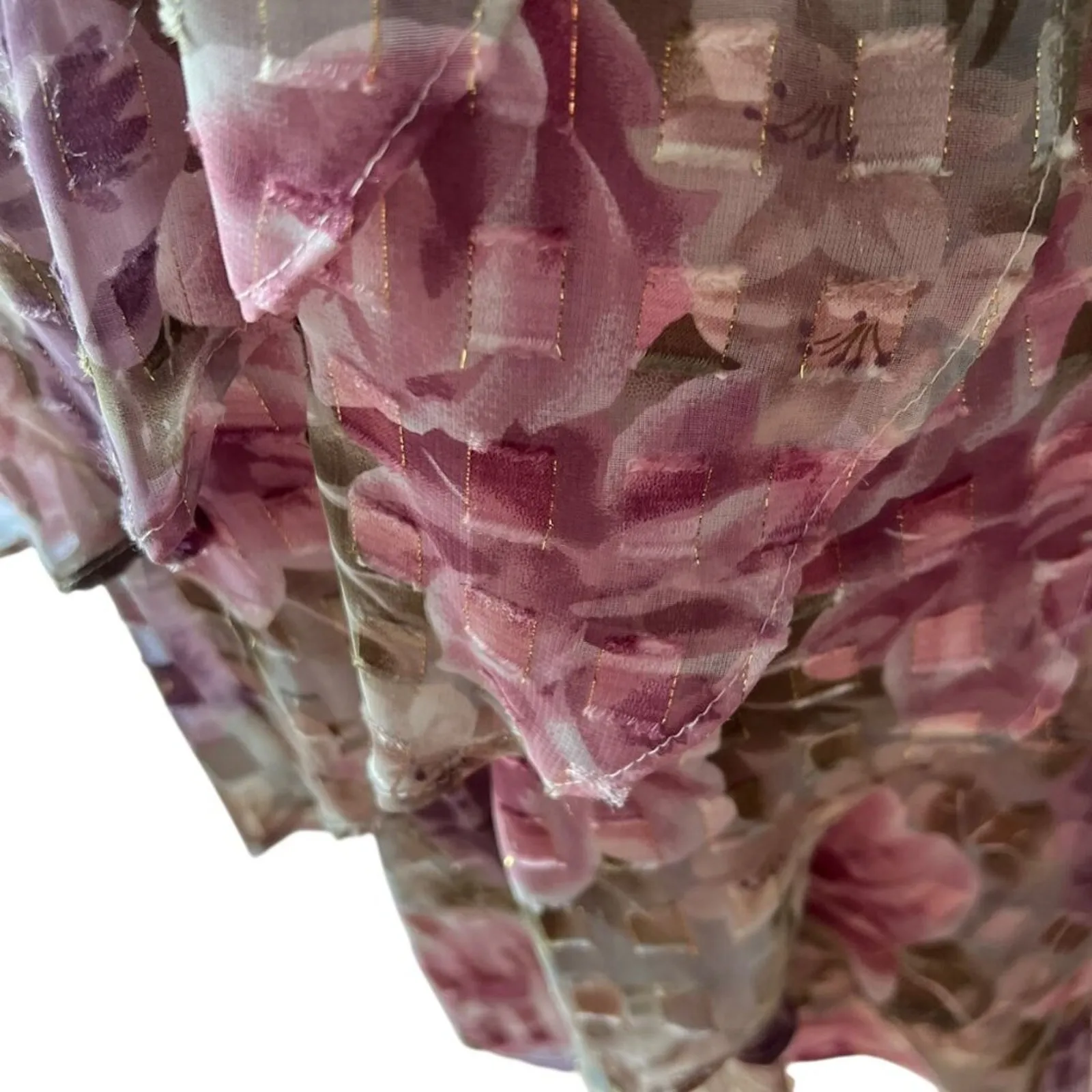 Vintage Dress Medium Set Semi Formal Large Retro Cottage Boho Sheer 80s 40s Rose Pink - Image 7