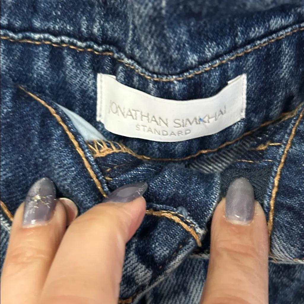 Jonathan Simkhai Standard Henley Tie Waist Straight Jeans Mulholland Wash Size 27 - Image 7