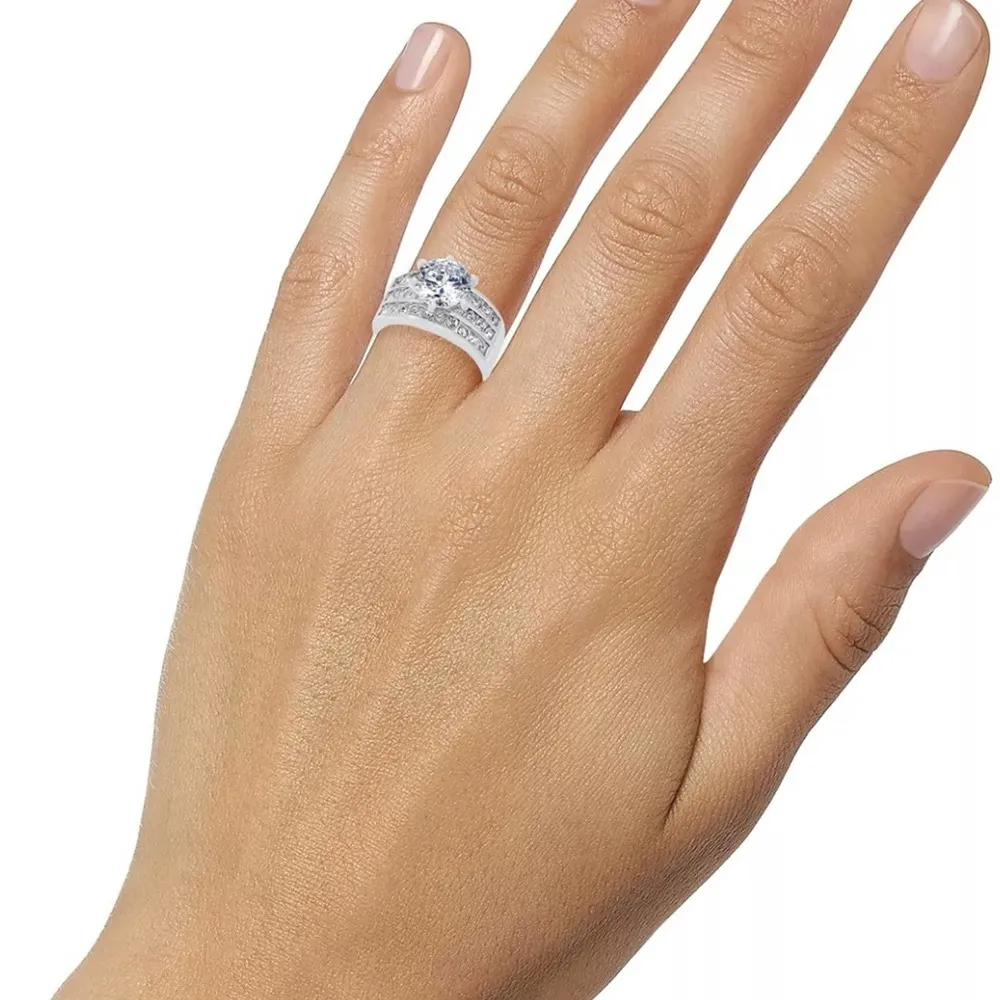 NEW Charter Club SOLITAIRE RING SZ 7 Crystal 3-Row Fine Gold Plate Macys Boxed - Image 3