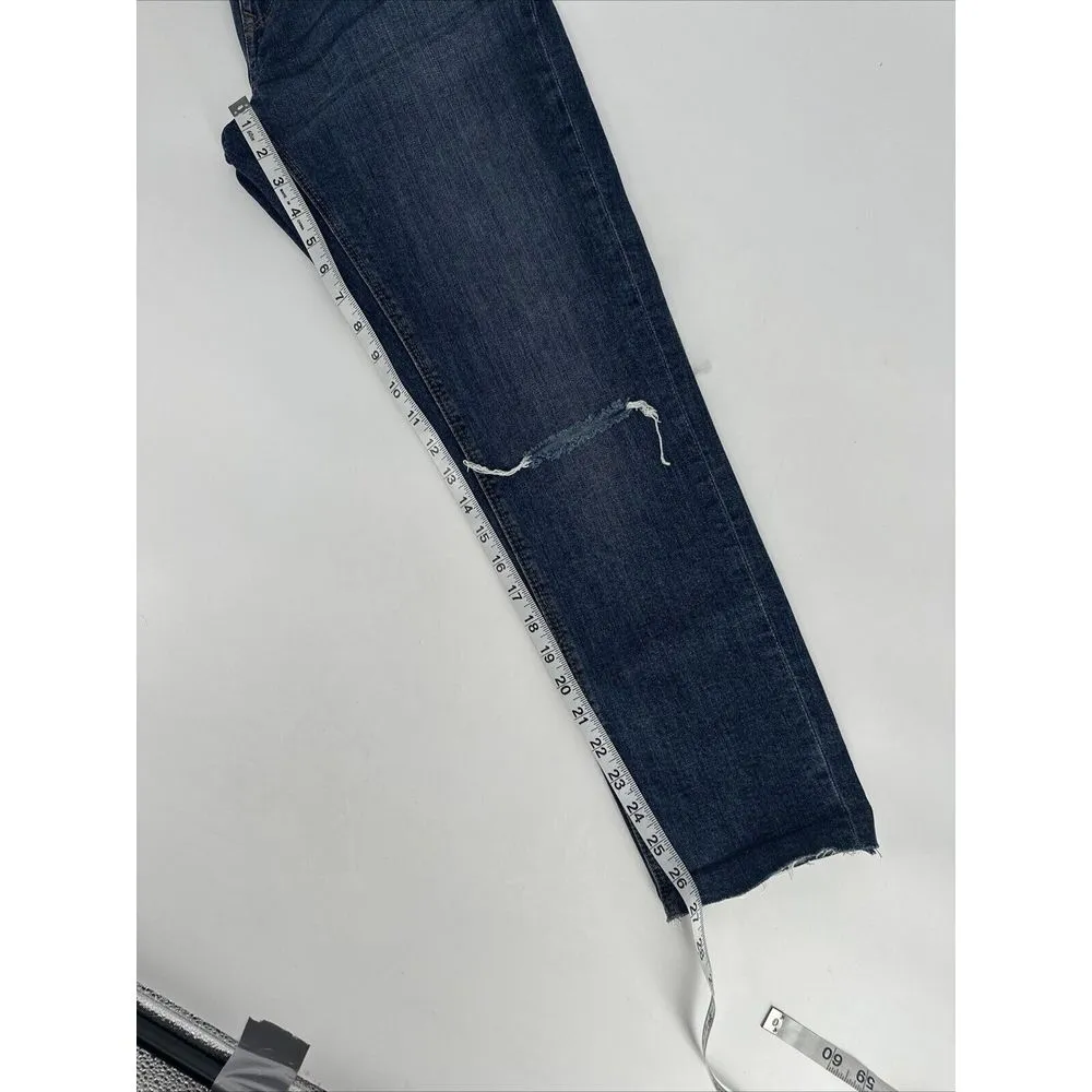 Express Women Juniors Teens Size 2 Jeans Straight Leg Girlfriend High Rise‎ Dark - Image 14