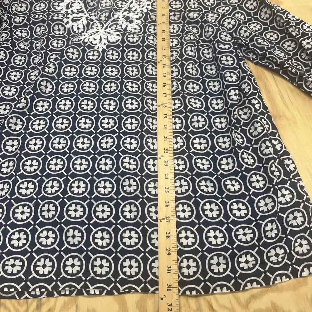 Woman Within Tunic Top Women’s 1X 22/24 Black White Embroidered Boho Cottagecore - Image 12