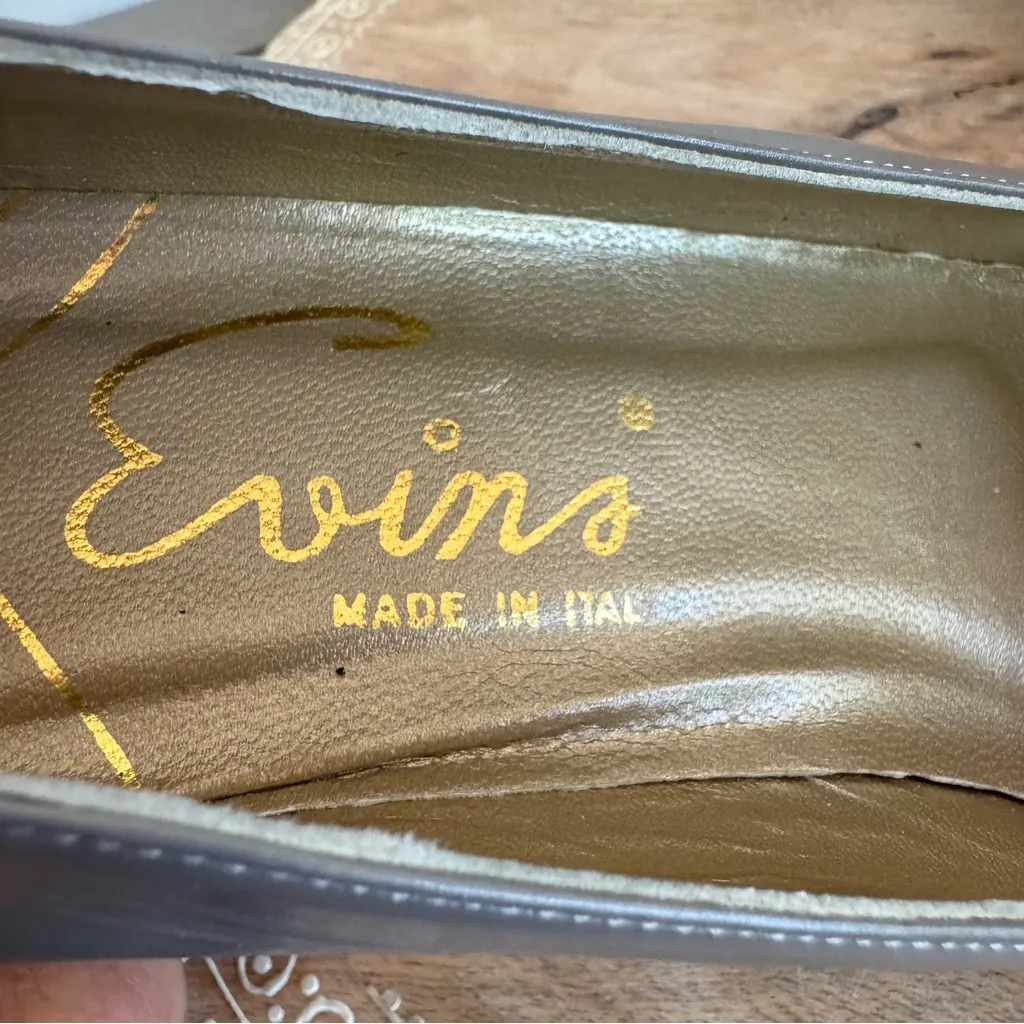 Vintage Evins Two Tone Grey Leather Pumps Office Heels Dressy 8.5 AAA Made Italy Gray - Image 10