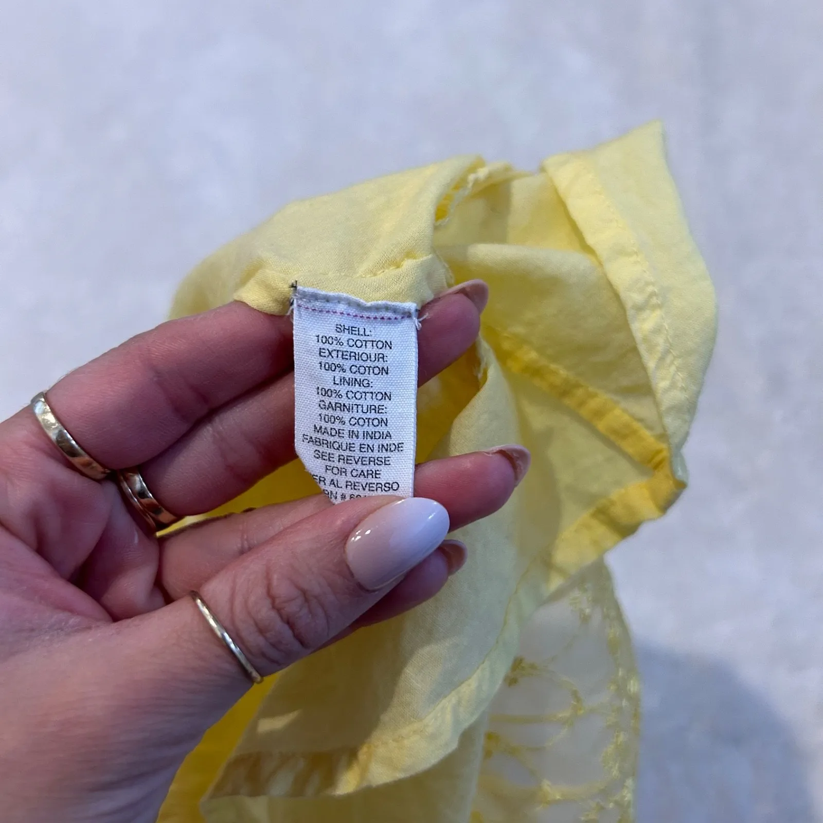 VTG Free People Womens Yellow Lace Crochet Ruffle Hem Dress Sz 8 Cottage Core - Image 6