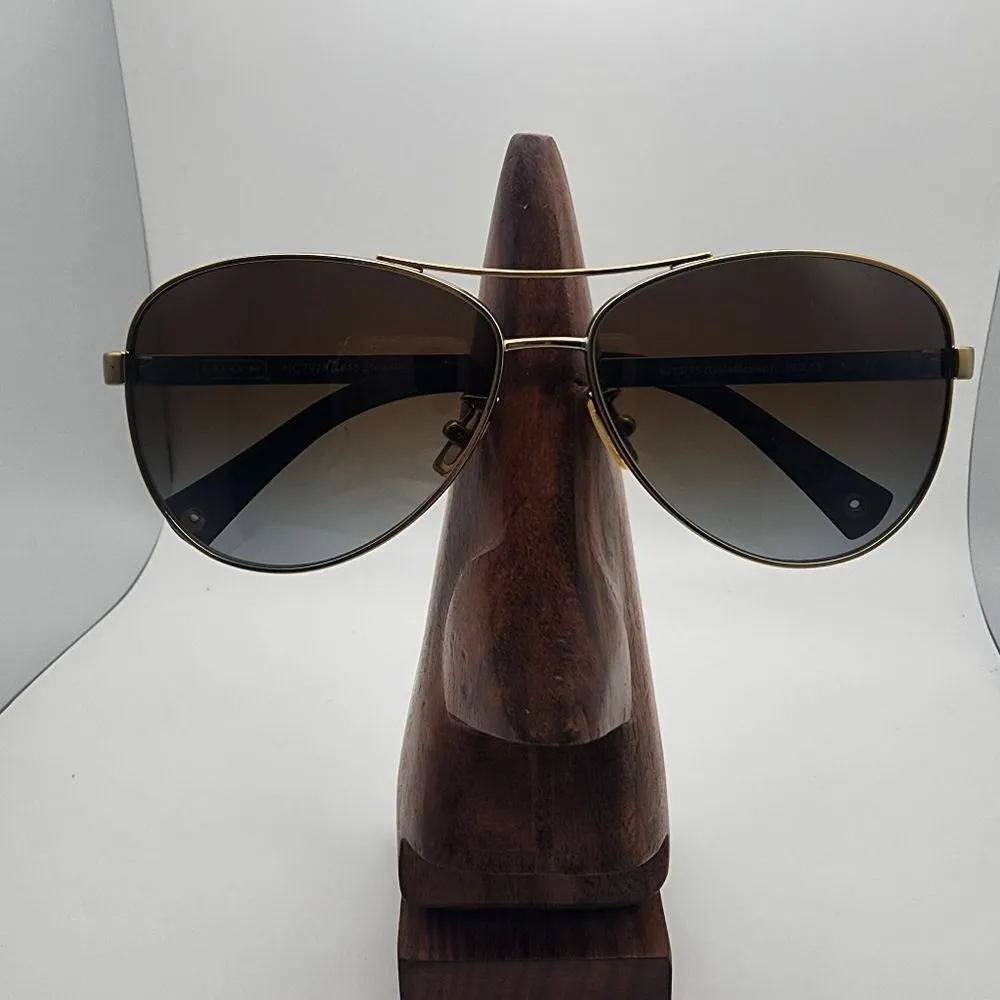 Coach Stefanie Gold & Brown Aviator Polarized Sunglasses - Image 2