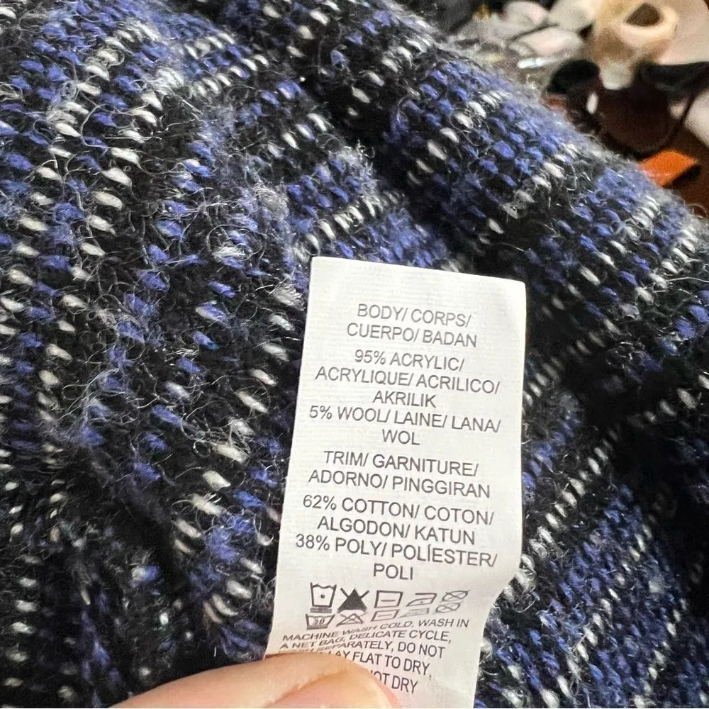 Lucky Brand XL Heavy Sweater Wool Blend Open Blazer Coat Raglan Sleeves Bohemian - Image 4