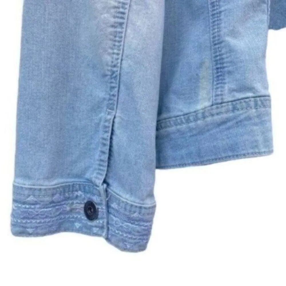 Y2K Denim Jean Jacket Embroidered Stonewashed Vintage - Image 6