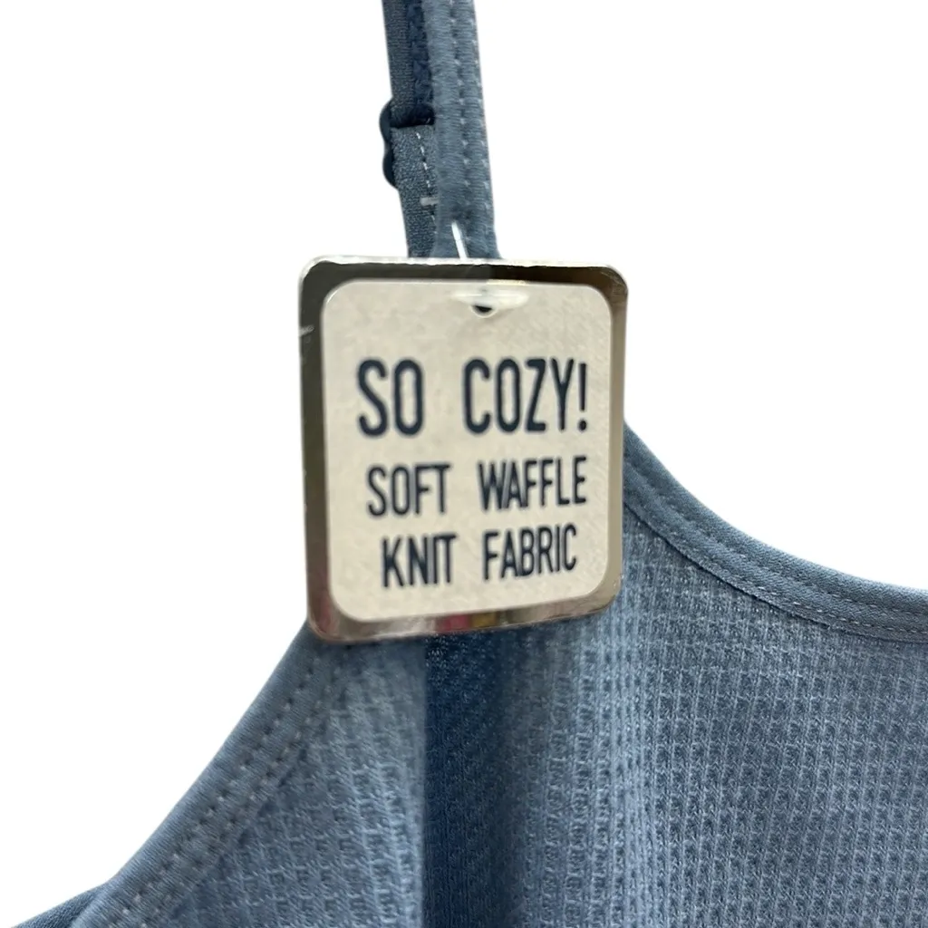 PJ Set Paris Blues Waffle Knit Adjustable Spaghetti Strap Tank and Shorts Small - Image 6