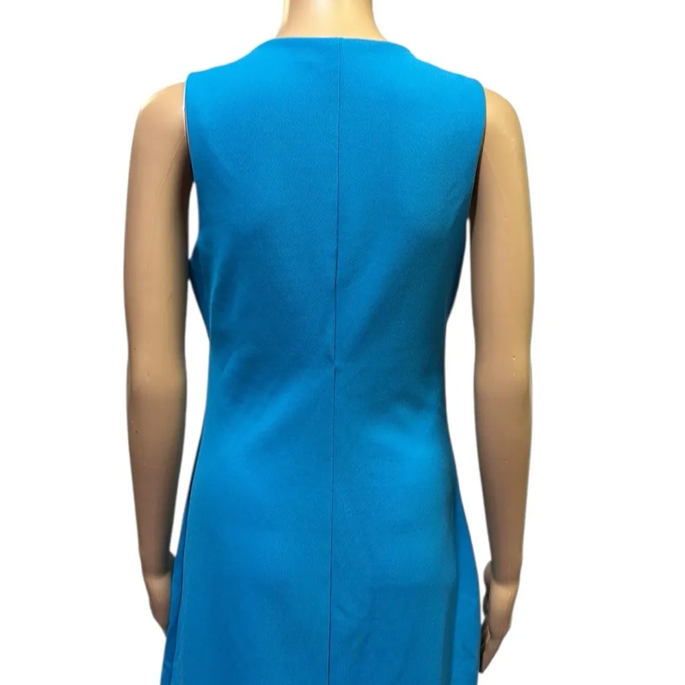 JustFab Zip Front High Low Blue Peplum Drop Waist Sleeveless Dress Womens M - Image 11