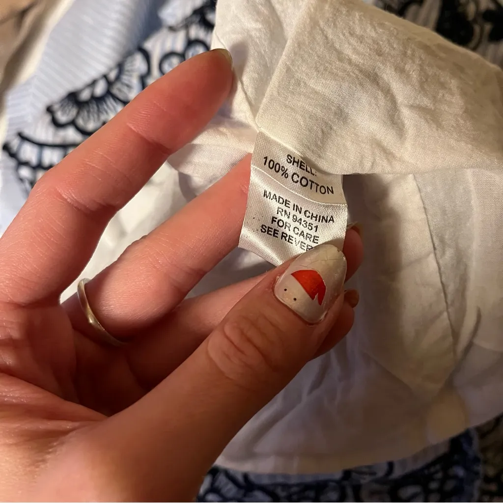 Jade Blue and White Striped Dress with Dark Blue Floral Accents Size M - Image 8