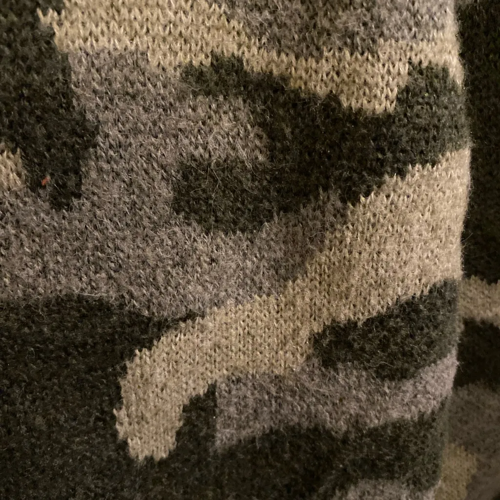 Lucky Brand Green Brown Camouflage Wool Blend Cardigan Fall Winter Boho Classic - Image 10