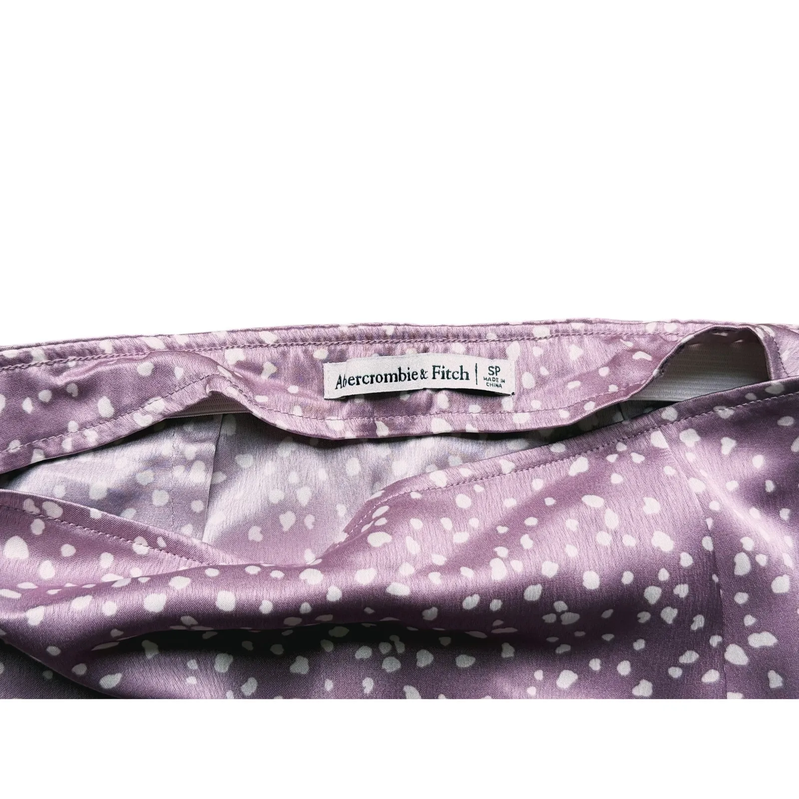 Abercrombie Satin Slit Polka Dot Midi Skirt Small P Lavender Coquette Whimsical - Image 3