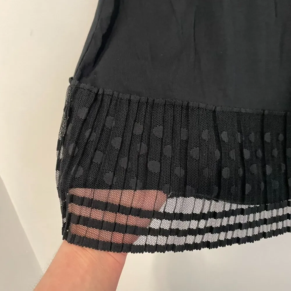 LOGO BY LORI GOLDSTEIN Layers Tank Top with Broomstick Hem Black Polka Dot Mesh - Image 3