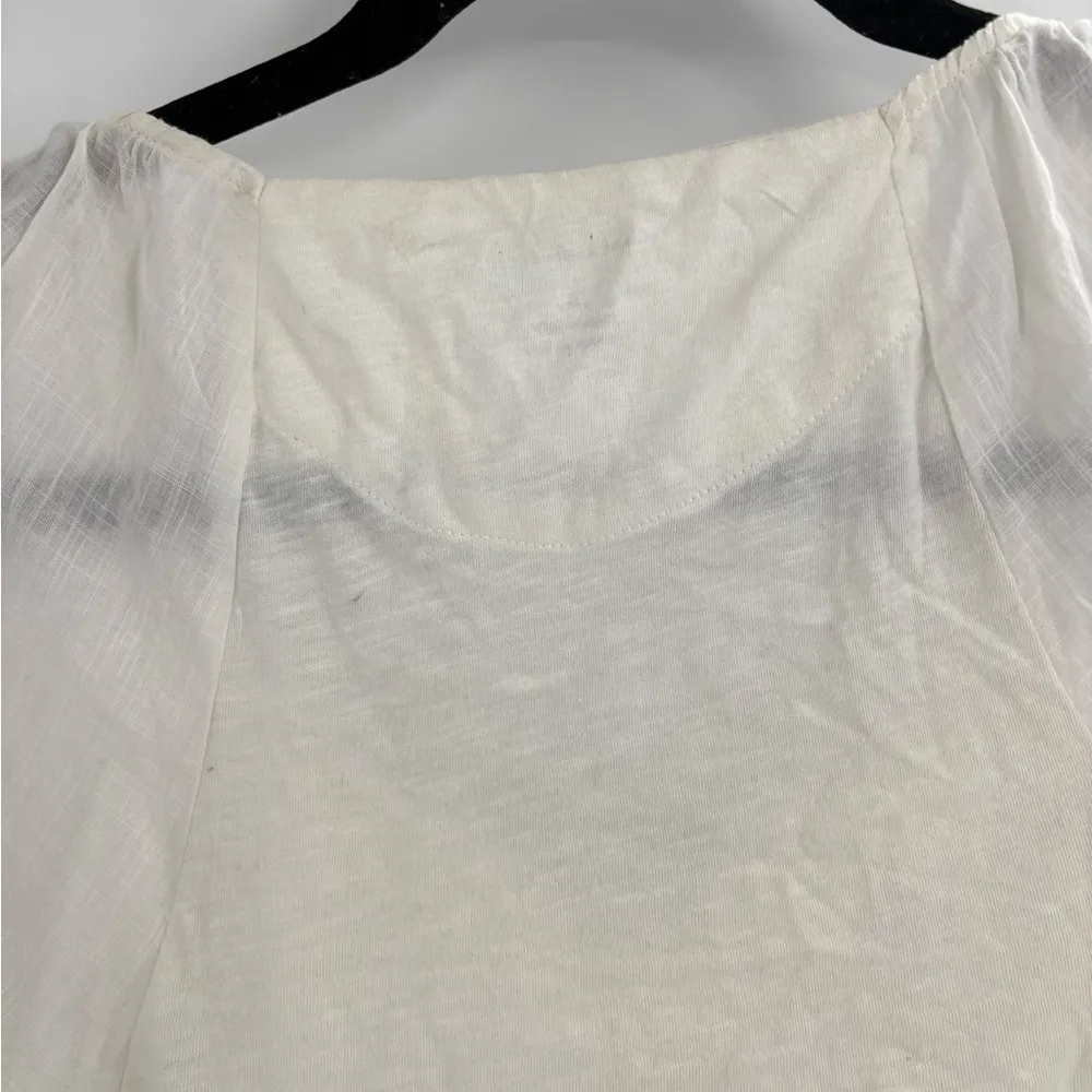 Anthropologie Ivory White Long Puff Sleeve Multimedia Romantic Blouse Size Small - Image 13