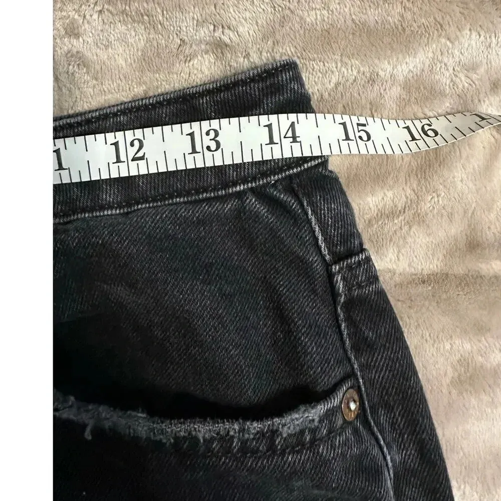 We the Free People Black Jeans Size 29 Frayed Wide Straight Mom - Image 6