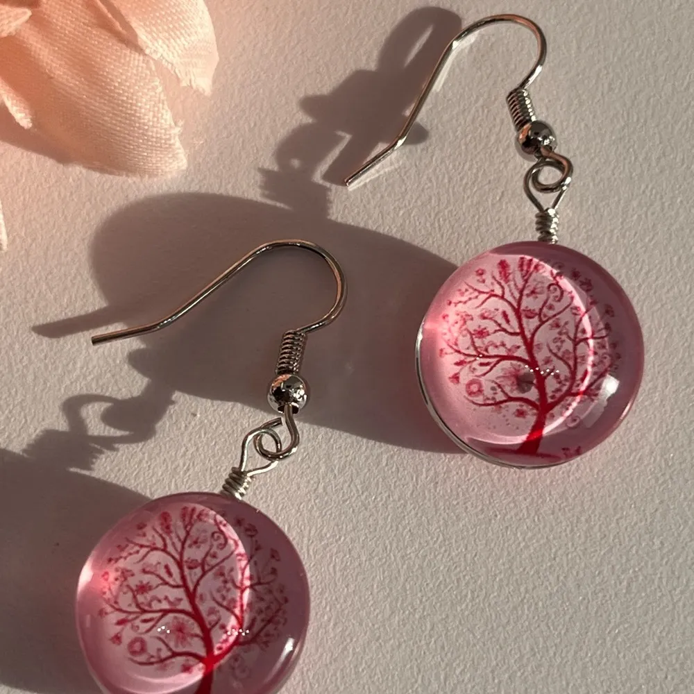Pink Tree Of Life Ball Dangle Earring’s - Image 5