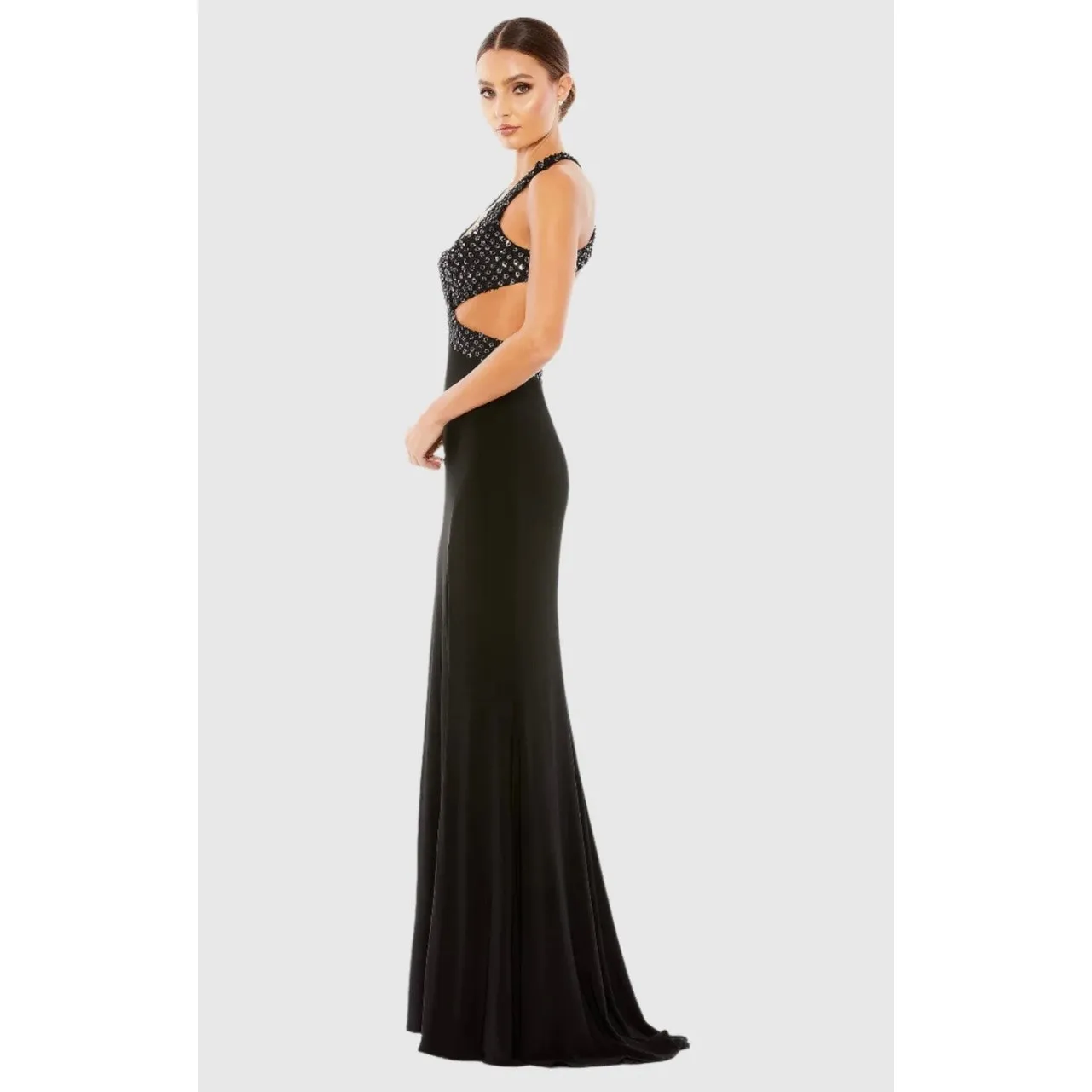 Mac Duggal 68166 Cutout Waist Criss Cross Back Dress Black size 0 - Image 4