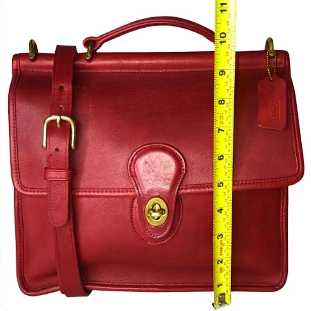 Vintage COACH Willis Red Glove Tanned Leather Turn Lock Satchel 9927 USA COA - Image 6