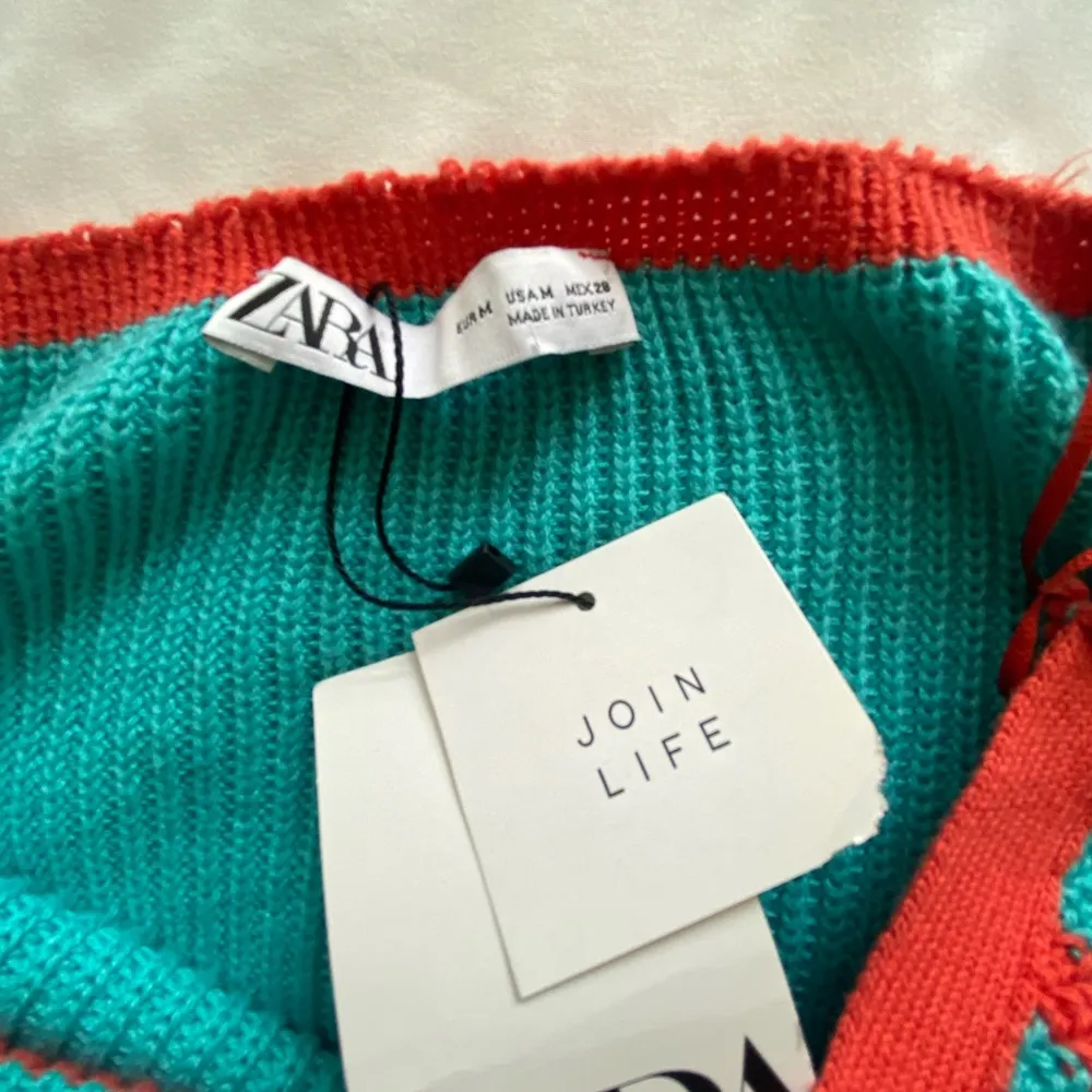 Zara orange and blue knit top new with tags size M - Image 3