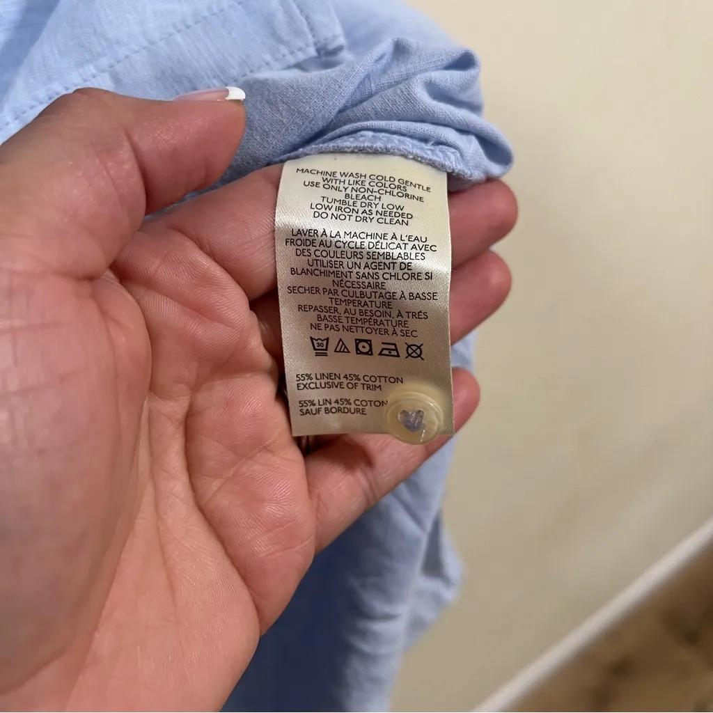 NWT Maeve Anthropologie size XXS oversize blue button down shirt women’s - Image 4