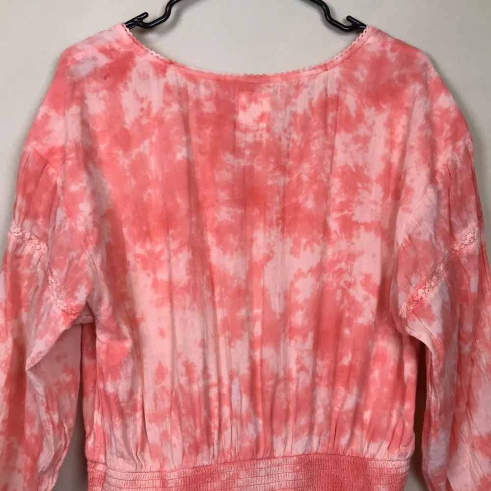 Aerie Women’s Rock ‘n’ Ruffle Tie Dye Orange Crochet Lace Mini Dress - Image 6