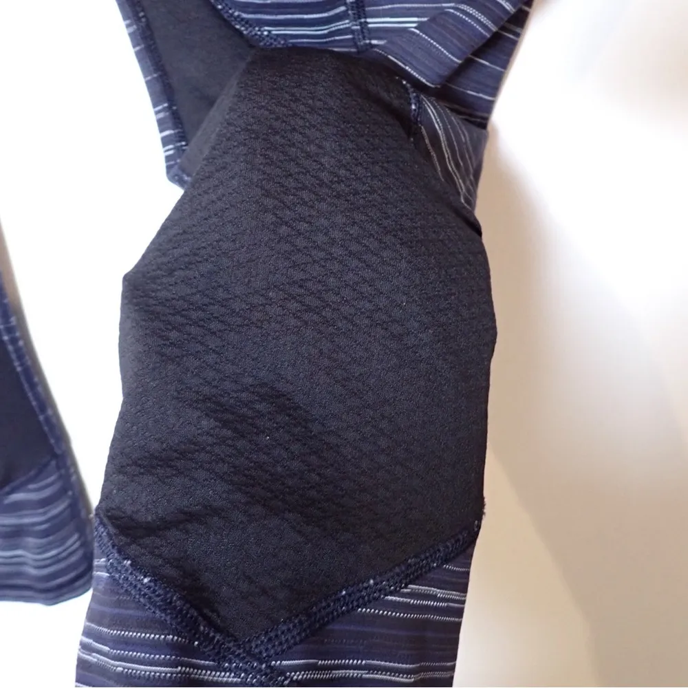 Lululemon Pace Rival Crop *22" Cyber Stripe Naval Blue Black / Black size 8 - Image 10