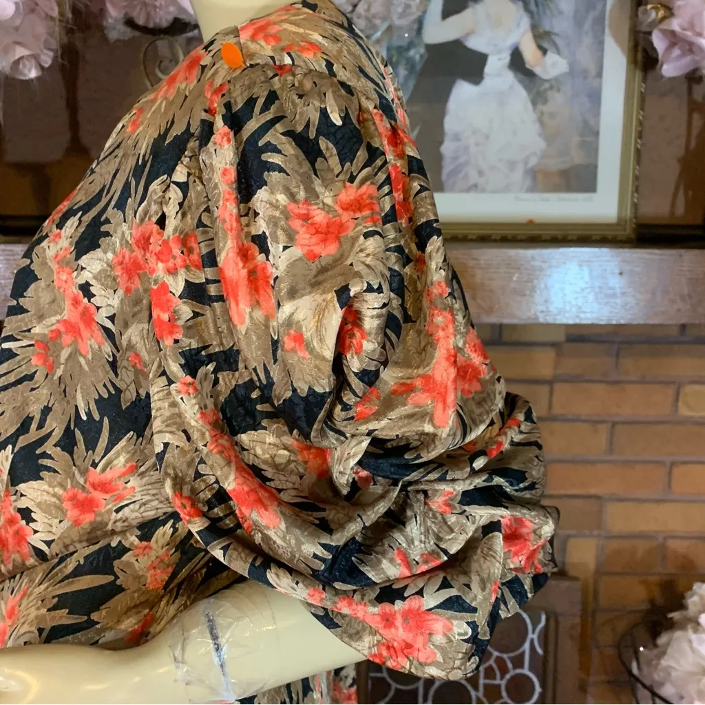 VINTAGE 1990'S DAVID ROSE ORANGE, GOLD & BLACK SATIN WRAP DRESS (22.5) Size undefined - Image 9