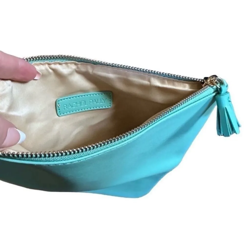 Rachel Pally Teal Pink Tropical Floral Leaf Pattern Reversible Fold Over Clutch - Image 2